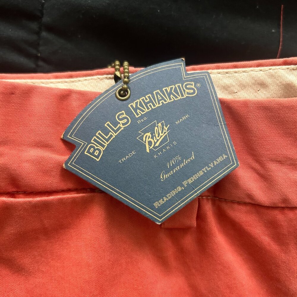 Bills Khakis Chino Pants Mens 34x32.5 Salmon Coral Made in USA Straight - Picture 3 of 12
